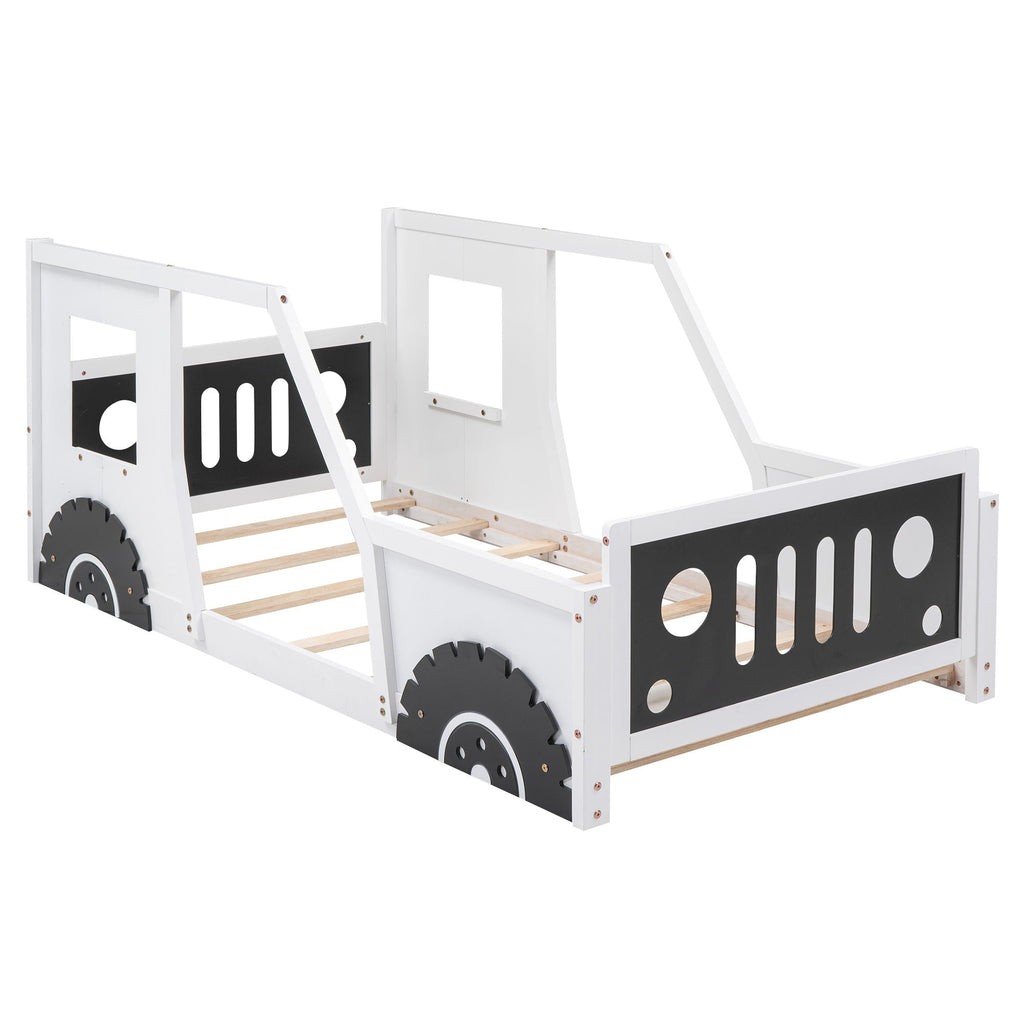 Classic Car Shaped Platform Bed with Wheels - Twin or Full Size