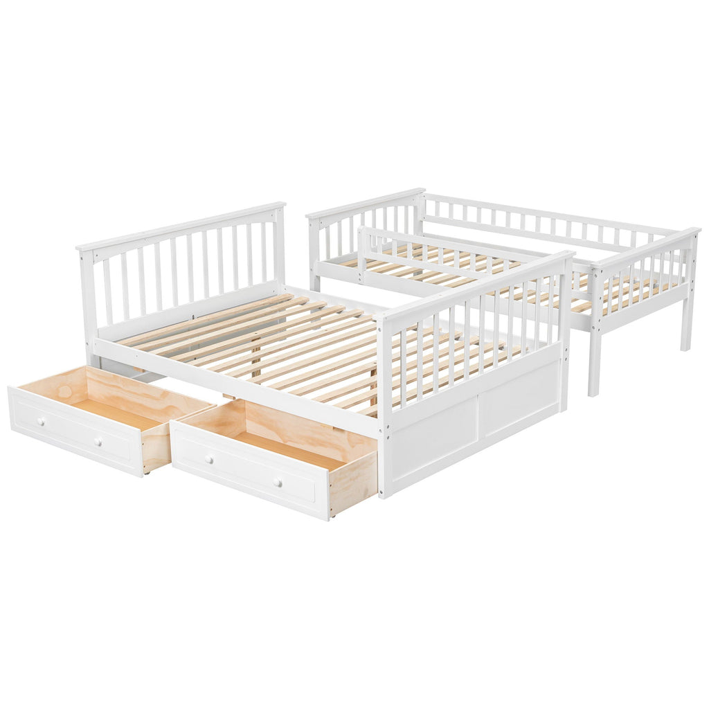 Convertible Storage Bunk Bed with Drawers - Twin Over Full