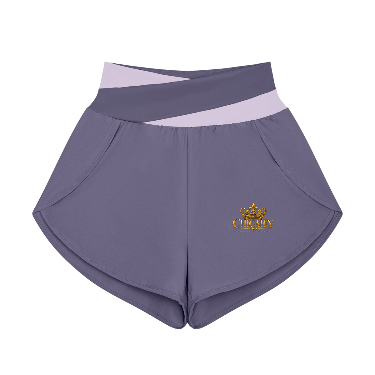 Chicaify Active Cross-Waist Performance Shorts Women’s Yoga Panelled Shorts