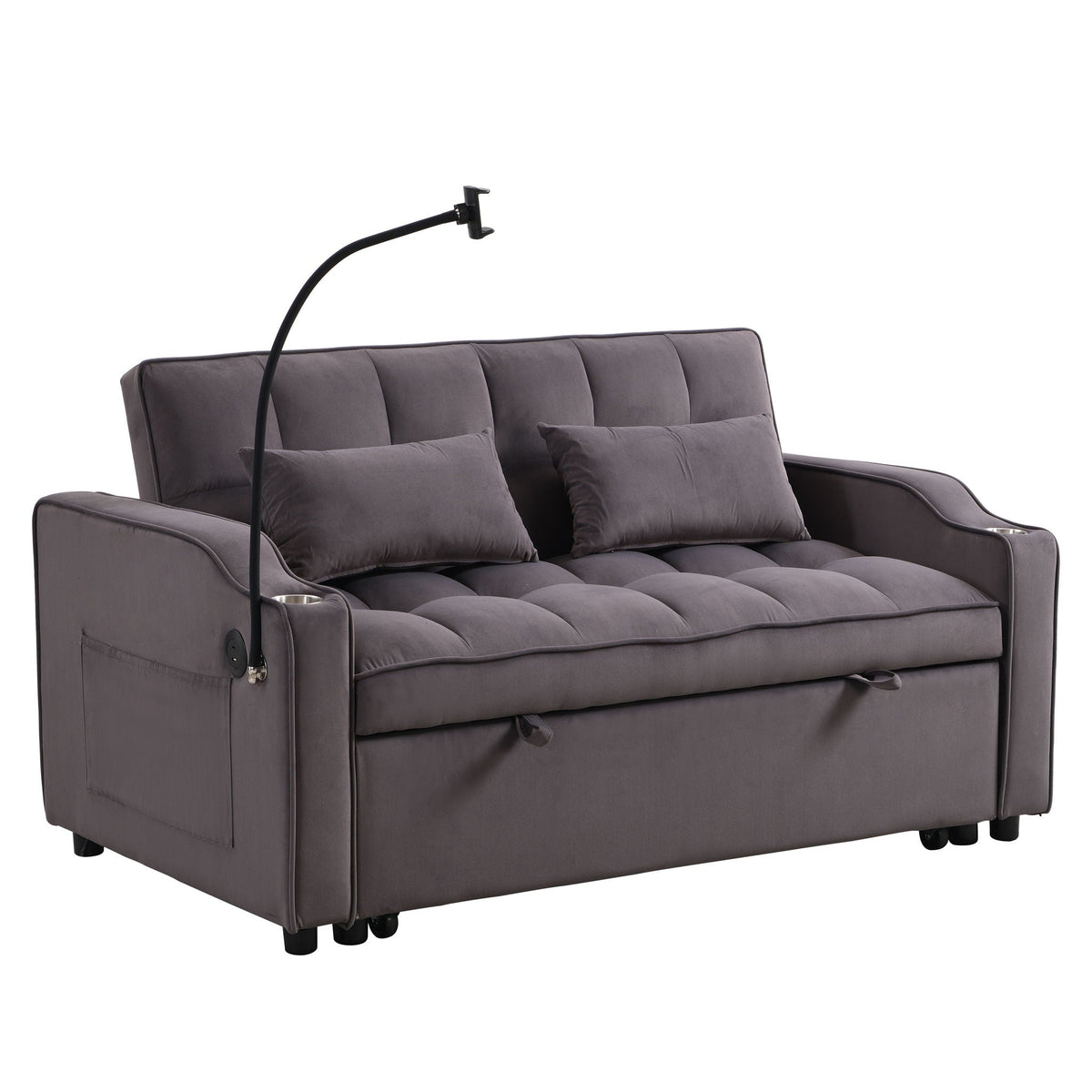 Modern Loveseat Futon Sofa with Pullout Bed and Adjustable Backrest - Multiple Colors