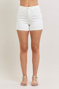 Judy Blue High-Waisted White Slim Short Plus Size