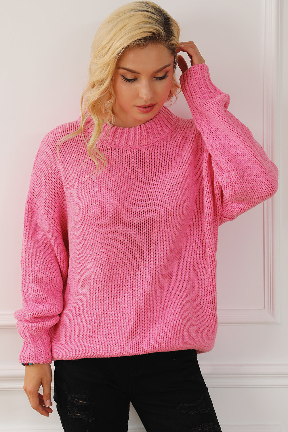 Chunky Drop-Shoulder Turtleneck Sweater