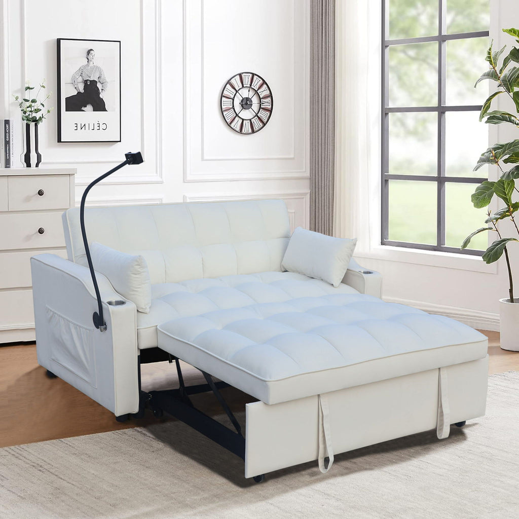Modern Loveseat Futon Sofa with Pullout Bed and Adjustable Backrest - Multiple Colors