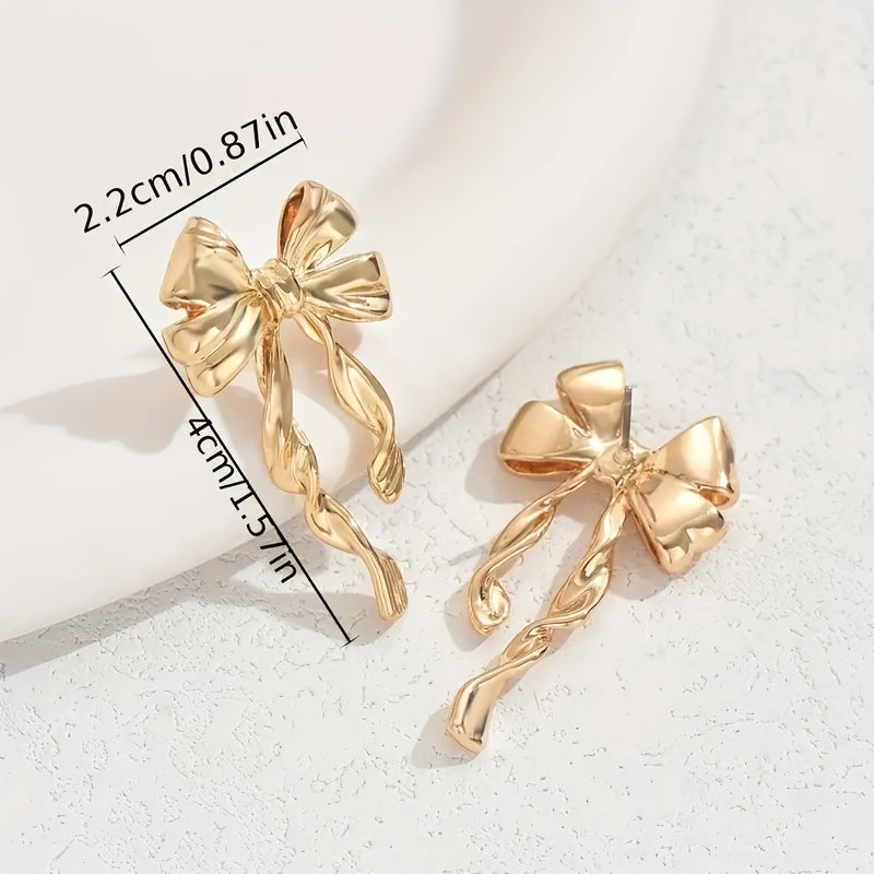 Luxe 1 Pair Elegant Boho Style Bow Earrings For Women, Perfect For Daily Wear, Gatherings & Vacations, Ideal Thanksgiving Jewelry Gift