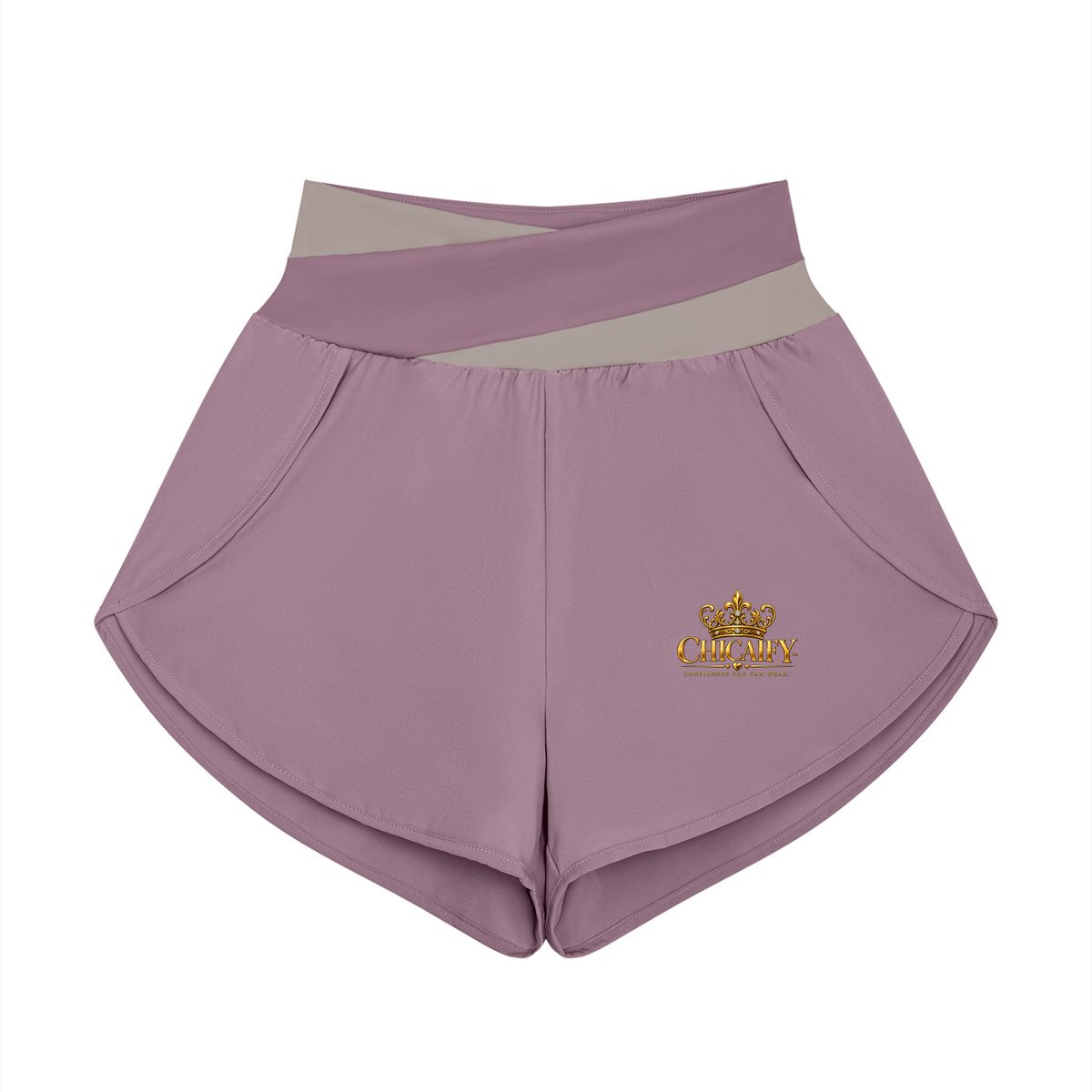 Chicaify Active Cross-Waist Performance Shorts Women’s Yoga Panelled Shorts