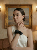 Black Genuine Leather Scrunchie