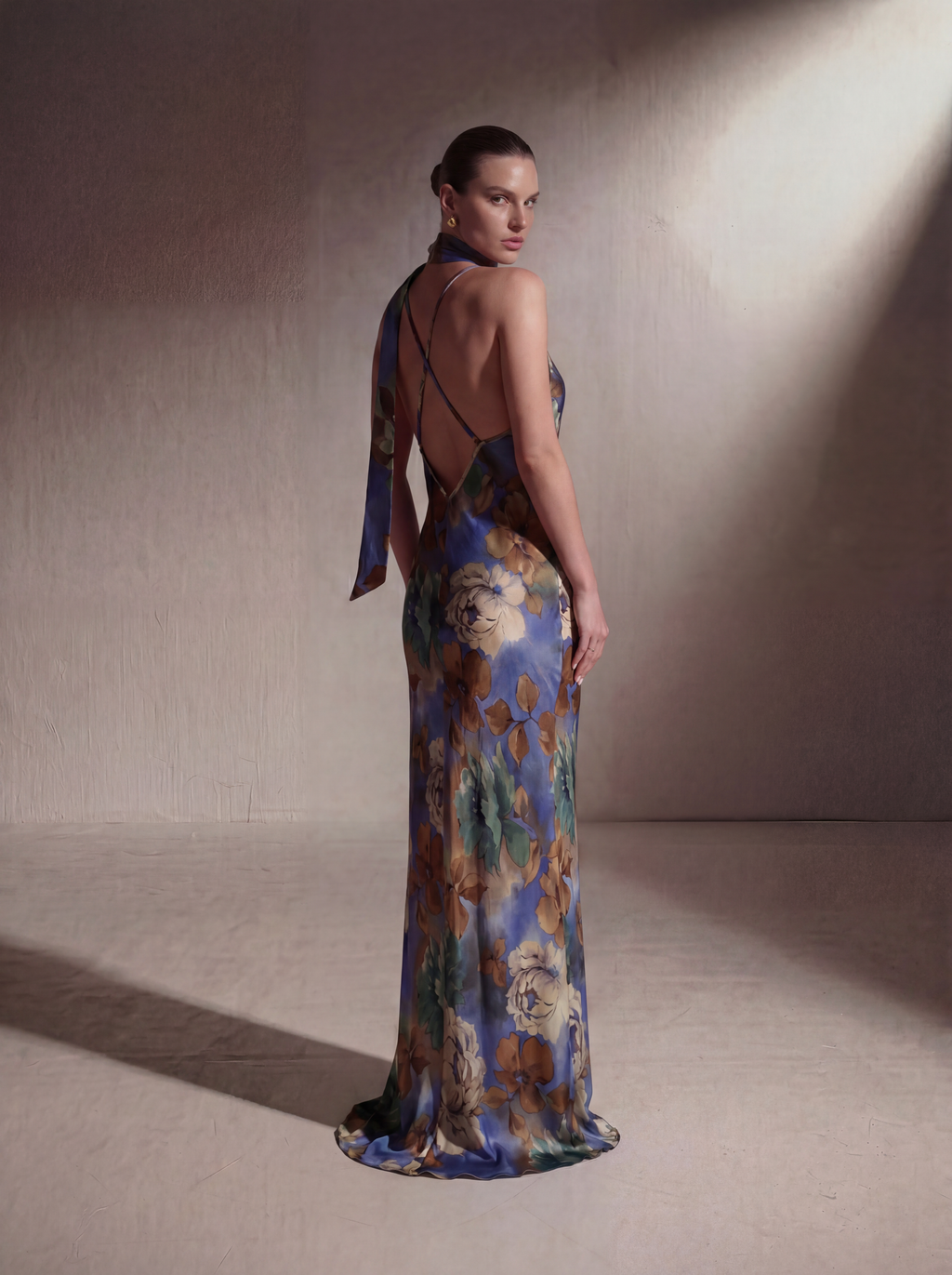 Silk Bias Slip - Blue Floral