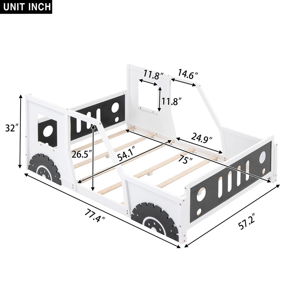 Classic Car Shaped Platform Bed with Wheels - Twin or Full Size