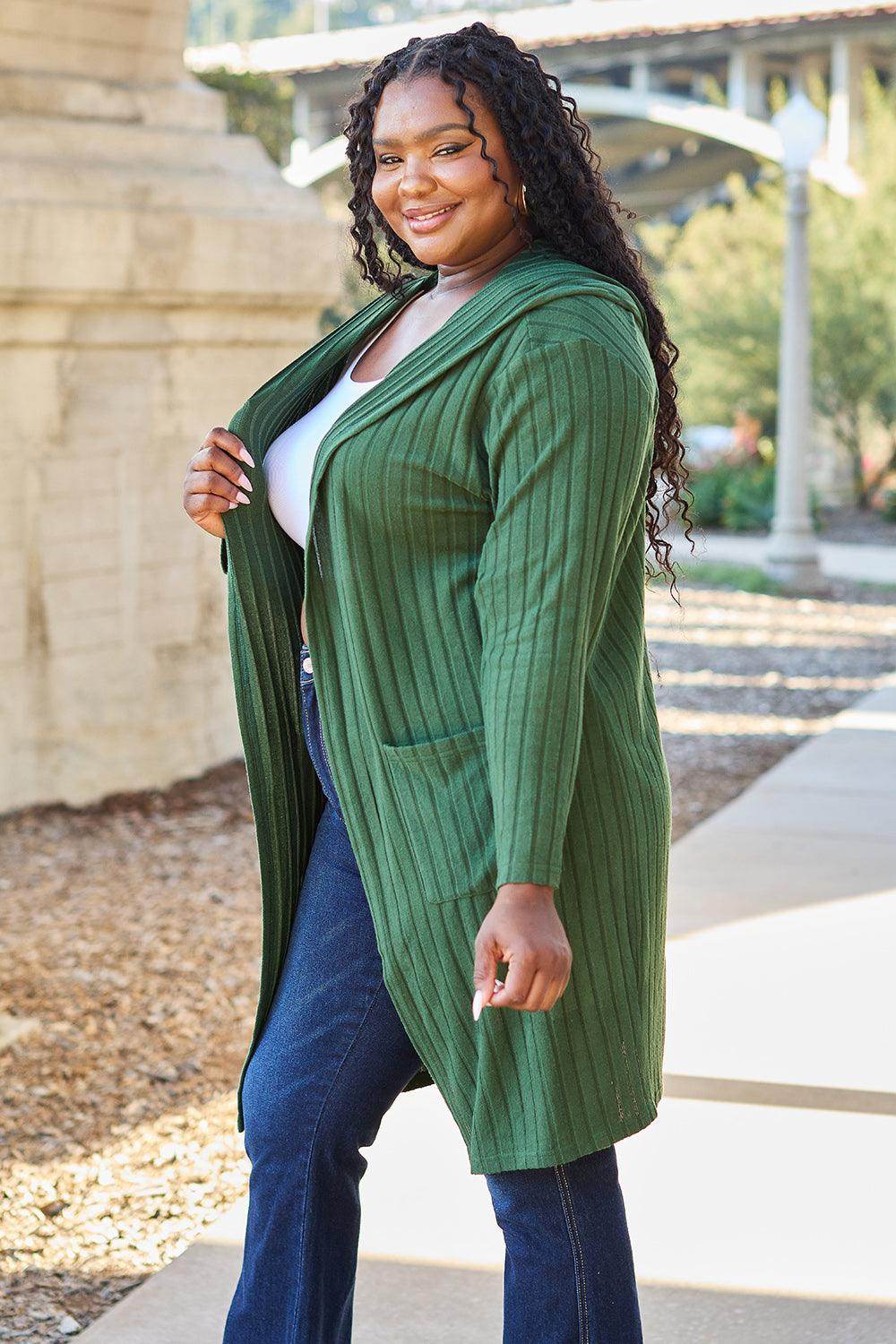 Basic Bae Full Size Hooded Sweater Cardigan for Women