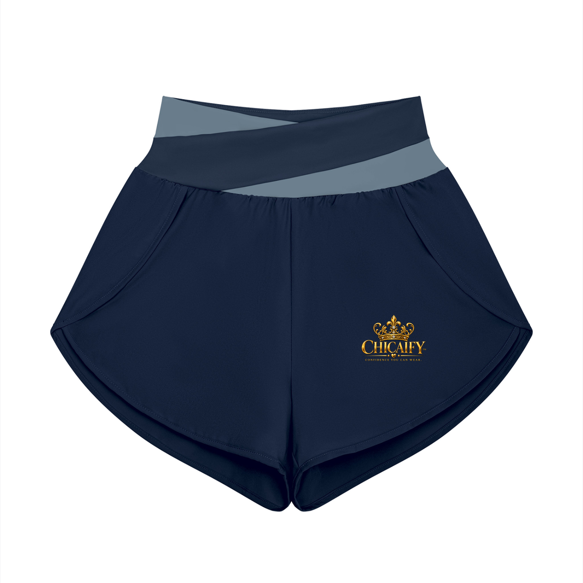 Chicaify Active Cross-Waist Performance Shorts Women’s Yoga Panelled Shorts
