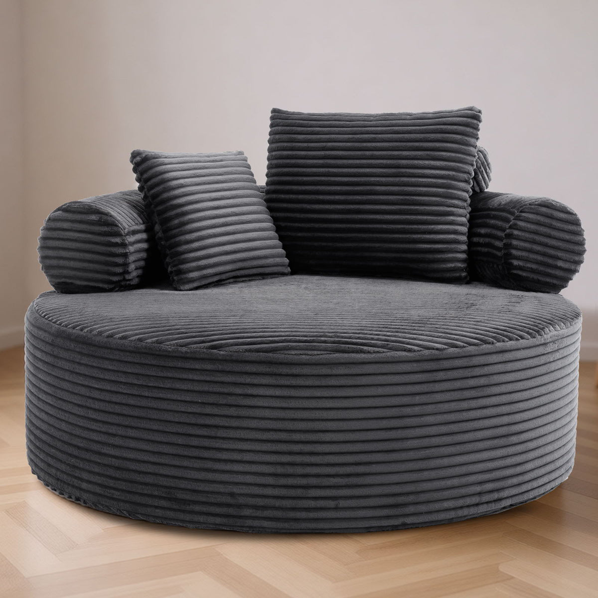 Round Sofa Bed with Memory Foam and 3 Pillows - Multiple Colors