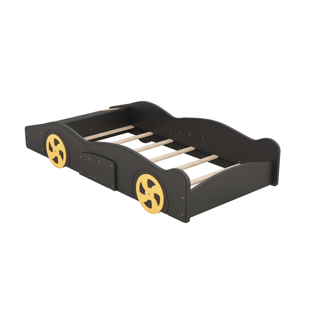 Race Car Platform Bed with Storage and Wheels - Black or Blue