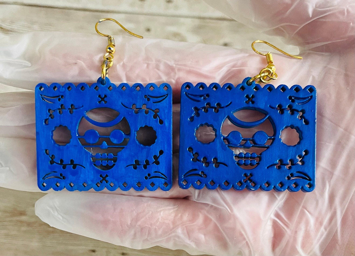 2x Day of the Dead Earrings 2 Pares de Aretes de Dia de Muerto