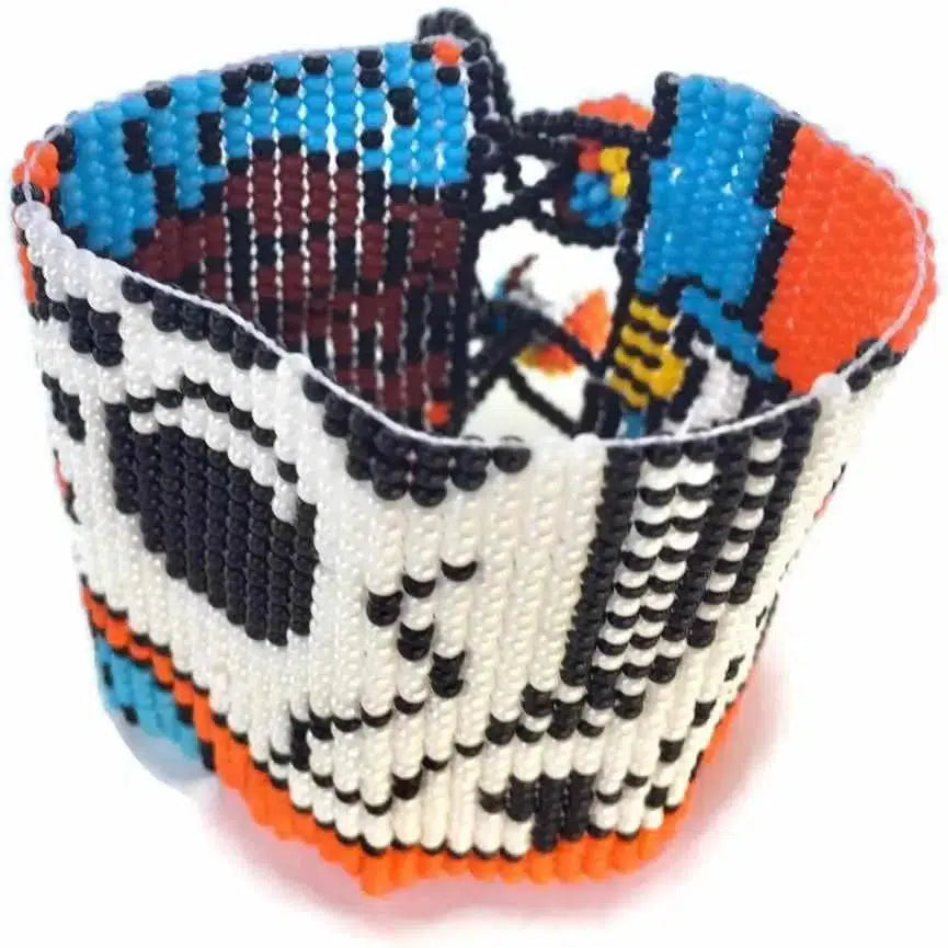 Sugar Skull Catrina Wide Seed Bead Bracelet - Guatemala