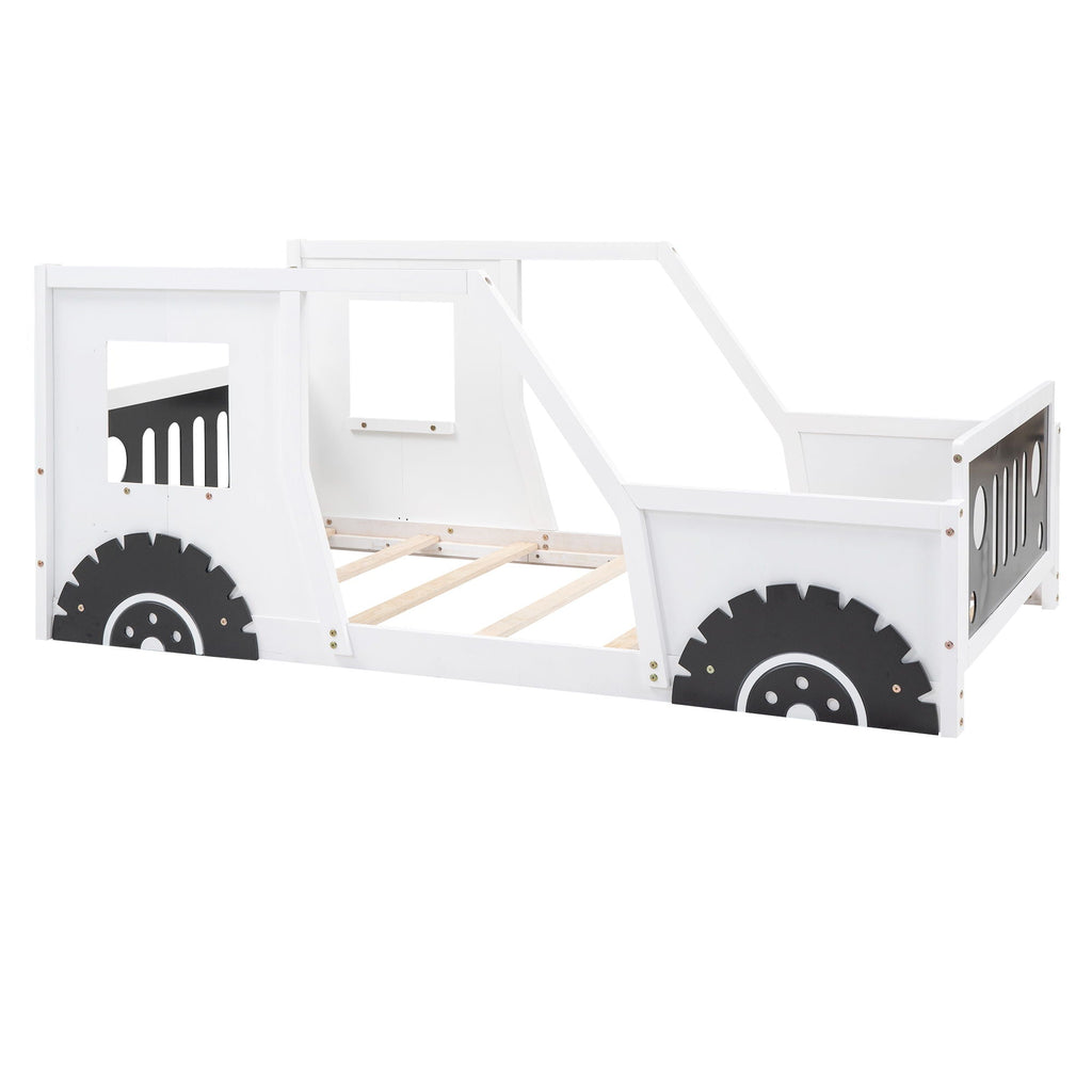 Classic Car Shaped Platform Bed with Wheels - Twin or Full Size