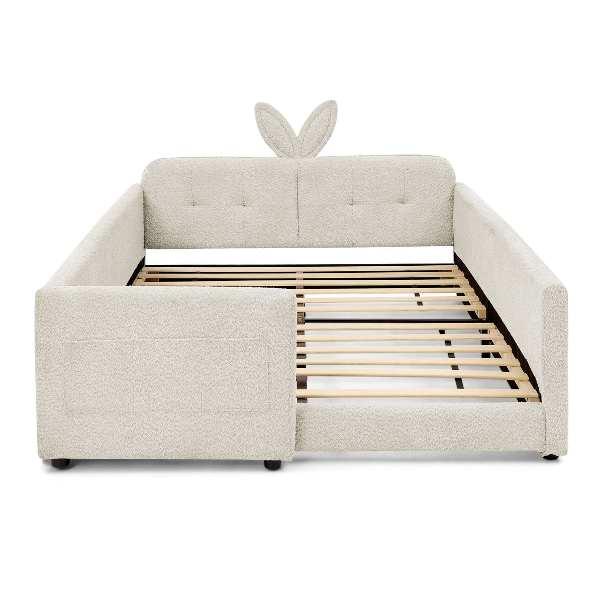 Cute Rabbit Ear Upholstered Platform Bed Frame with Safety Rail - Multiple Colors