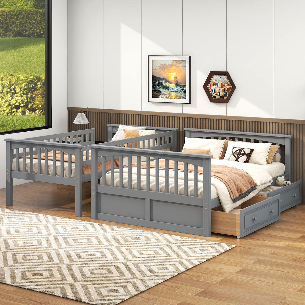 Convertible Storage Bunk Bed with Drawers - Twin Over Full