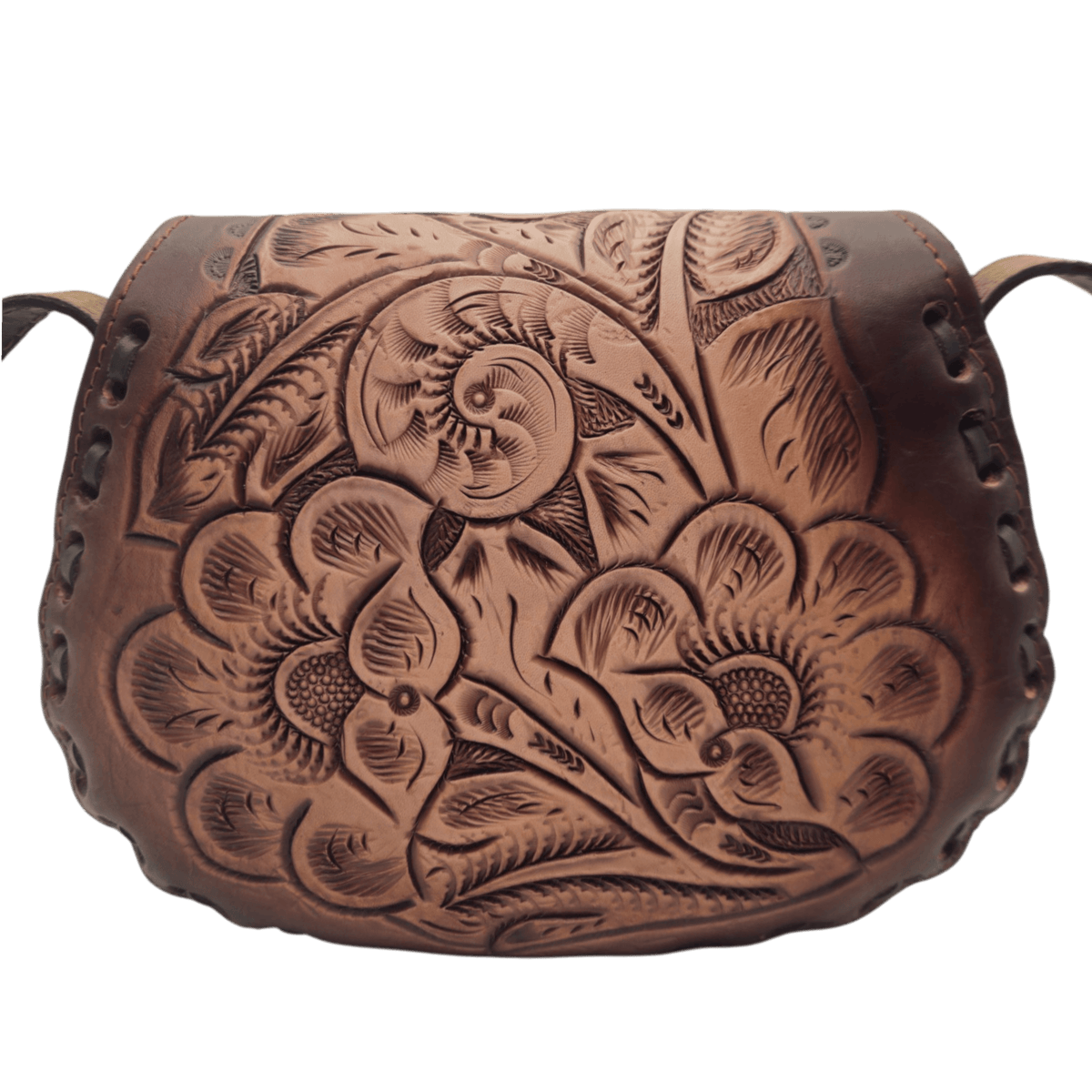Cincelada Floral Leather Crossbody | Hand Tooled Saddle Purse