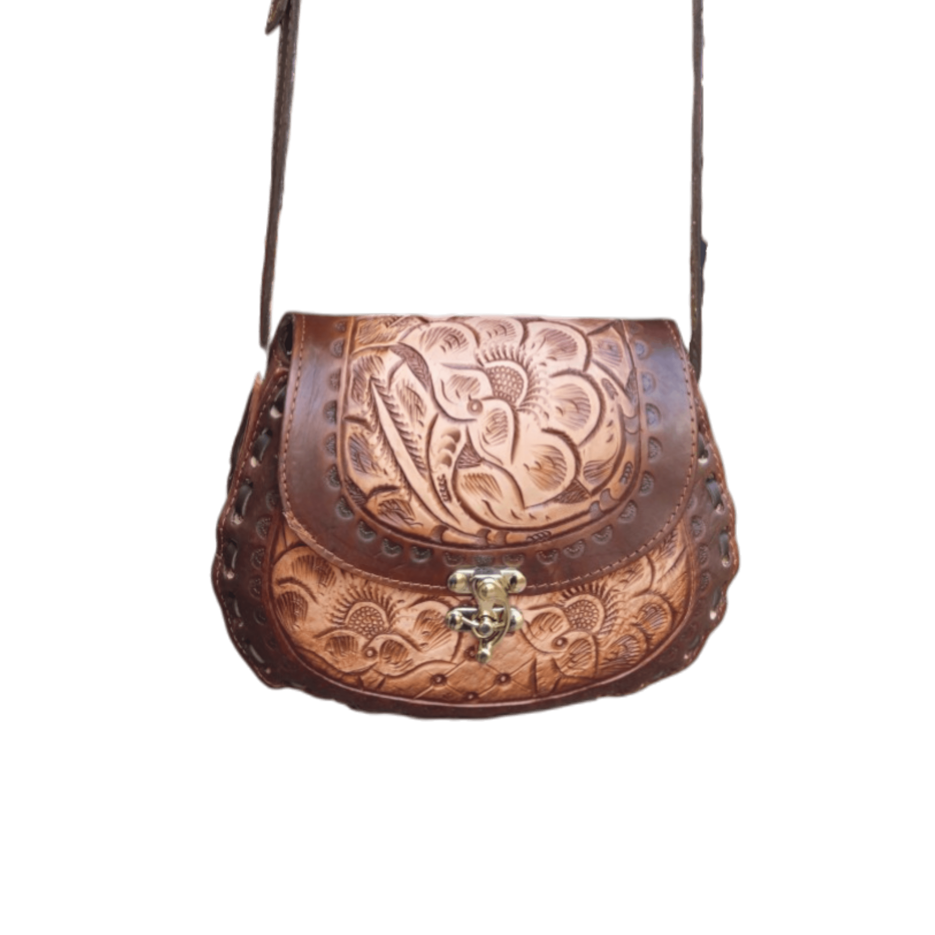 Cincelada Floral Leather Crossbody | Hand Tooled Saddle Purse