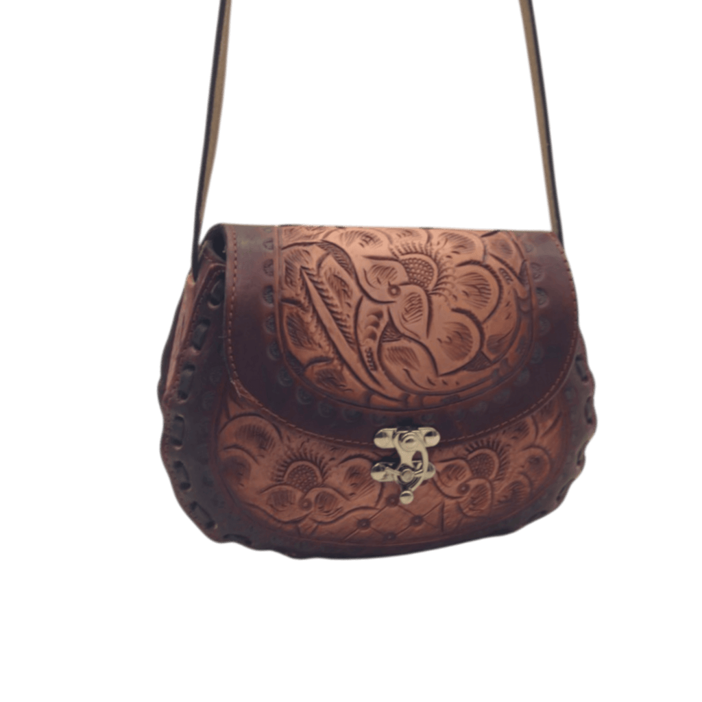 Cincelada Floral Leather Crossbody | Hand Tooled Saddle Purse