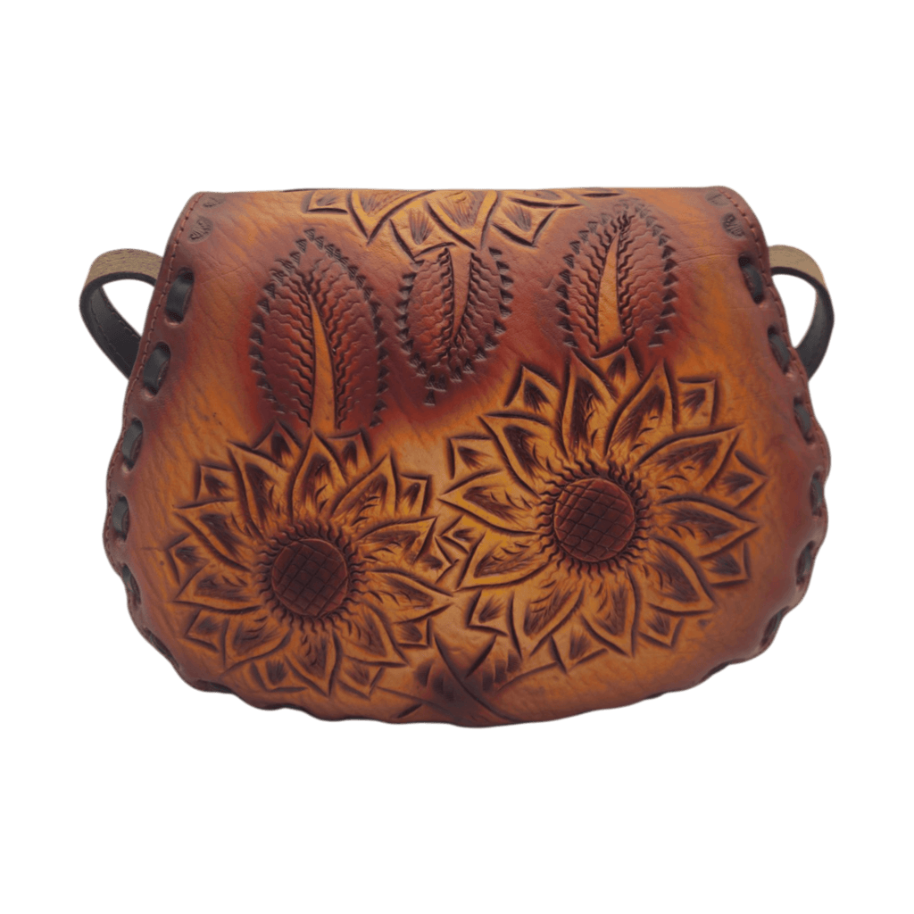 Cincelada Floral Leather Crossbody | Hand Tooled Saddle Purse