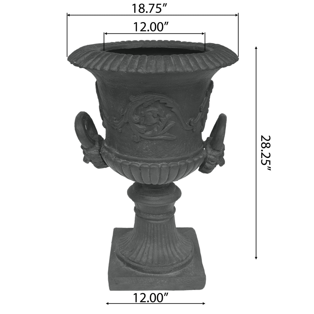 Classic Roman MGO Garden Urn Planter with Durable Magnesium Oxide - Black