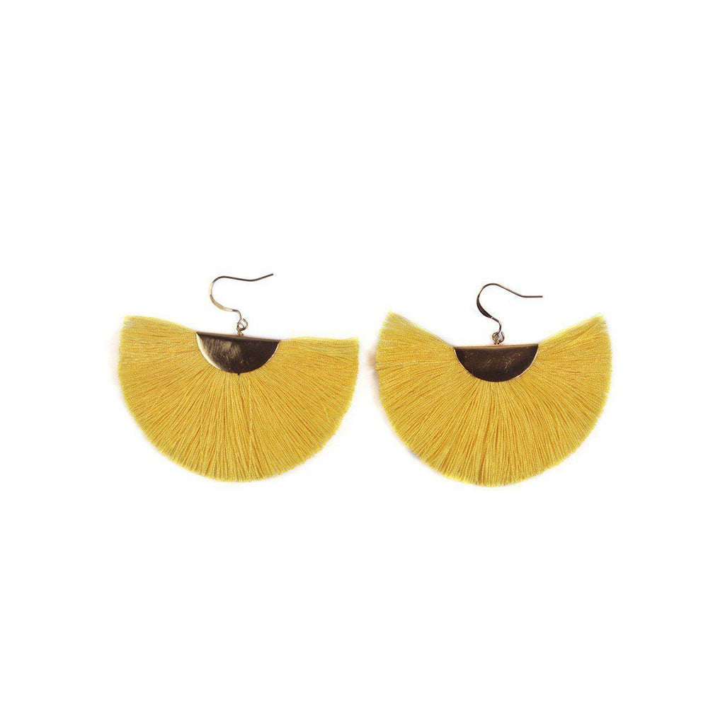 Cleo Fan Boho Colorful Brass Earrings - Thailand