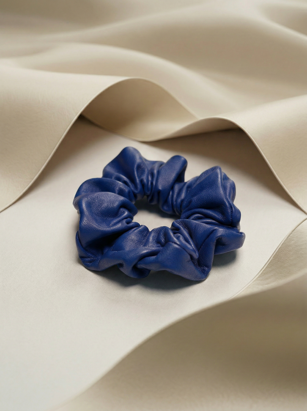 Cobalt Genuine Leather Scrunchie