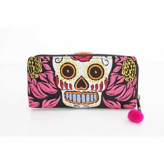 Culturas Sugar Skull Day of the Dead Embroidered Wallet - Thailand