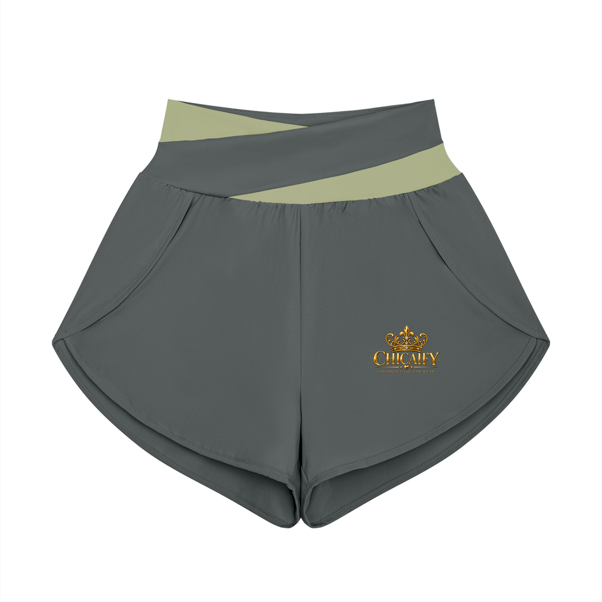 Chicaify Active Cross-Waist Performance Shorts Women’s Yoga Panelled Shorts