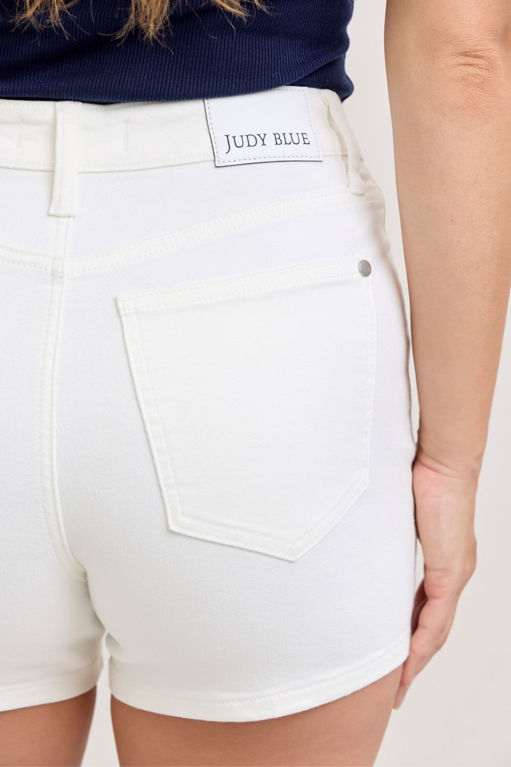 Judy Blue High-Waisted White Slim Short Plus Size
