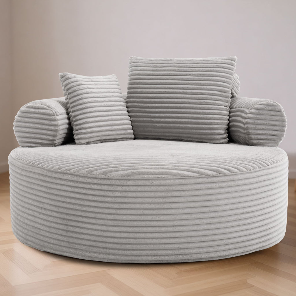 Round Sofa Bed with Memory Foam and 3 Pillows - Multiple Colors