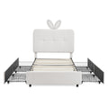 Upholstered Storage Bed with Oversized Rabbit Ear Headboard & LED Lights - Beige or Light Blue