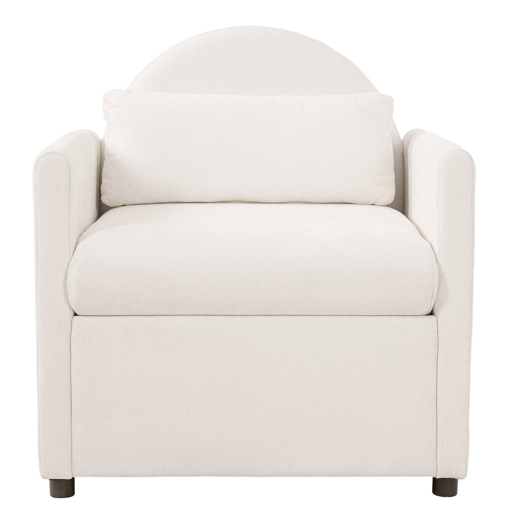 Beige Pet Friendly Accent Chair with Hidden Pet Nook - Acacia Wood