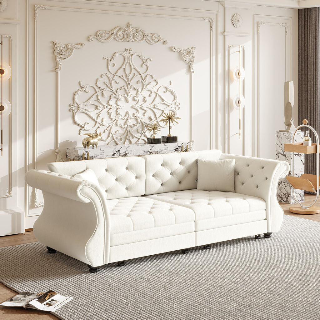 Oversized Chesterfield Pull Out Sofa Bed, Roll Arm Couch