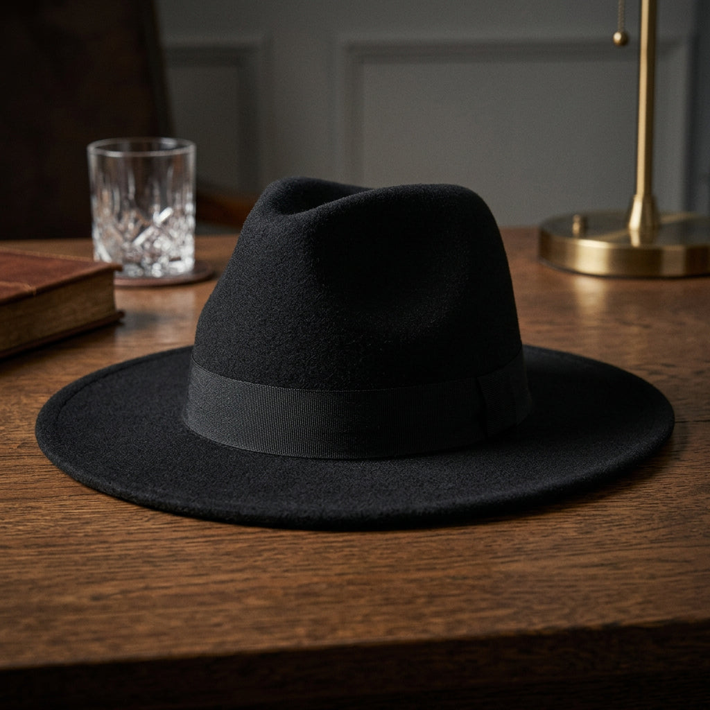 Wide-Brim Bell-Crown Winter Hat