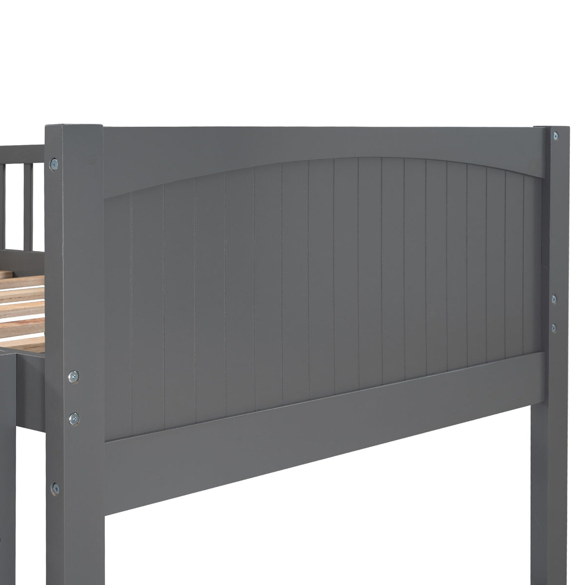 Triple Twin Bunk Bed With Loft and 2 Drawers - Dark Gray or White