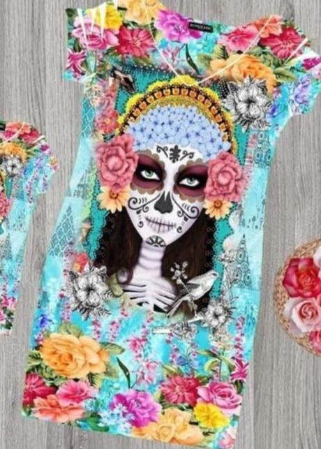 Catrina Turquoise Printed Bodycon Mini Dress