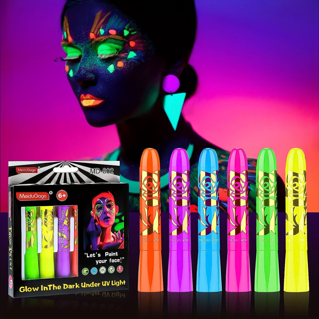 6-Piece UV Glow Face & Body Paint Set