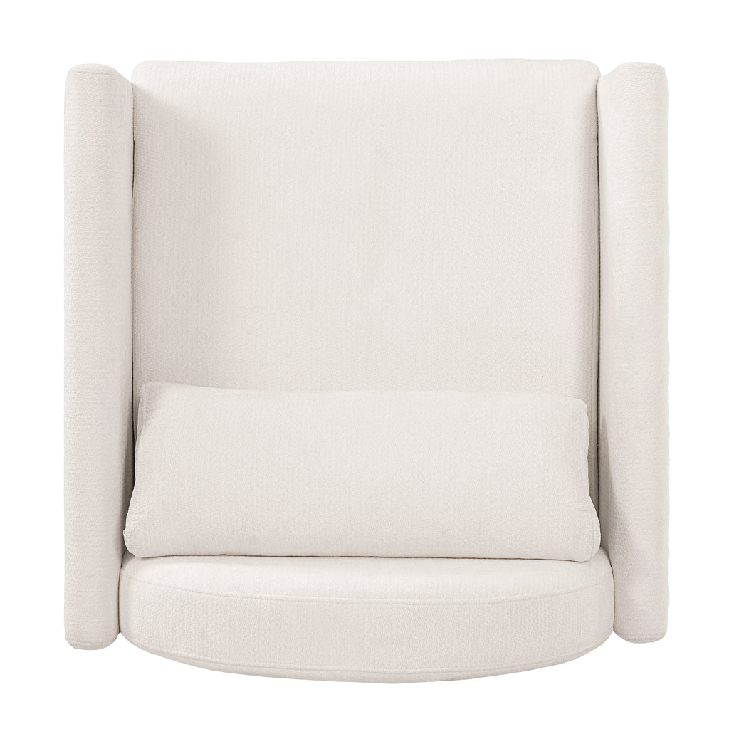 Beige Pet Friendly Accent Chair with Hidden Pet Nook - Acacia Wood