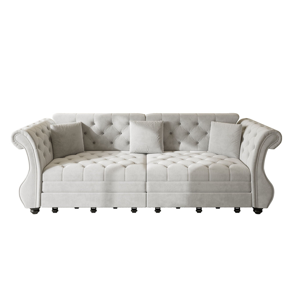 Oversized Chesterfield Pull Out Sofa Bed, Roll Arm Couch