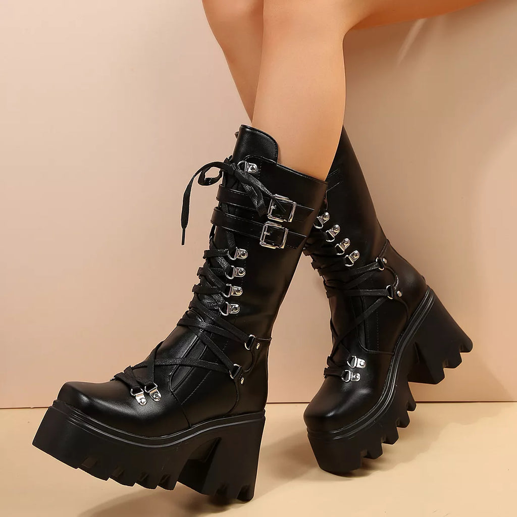 Lace-Up Platform Boots