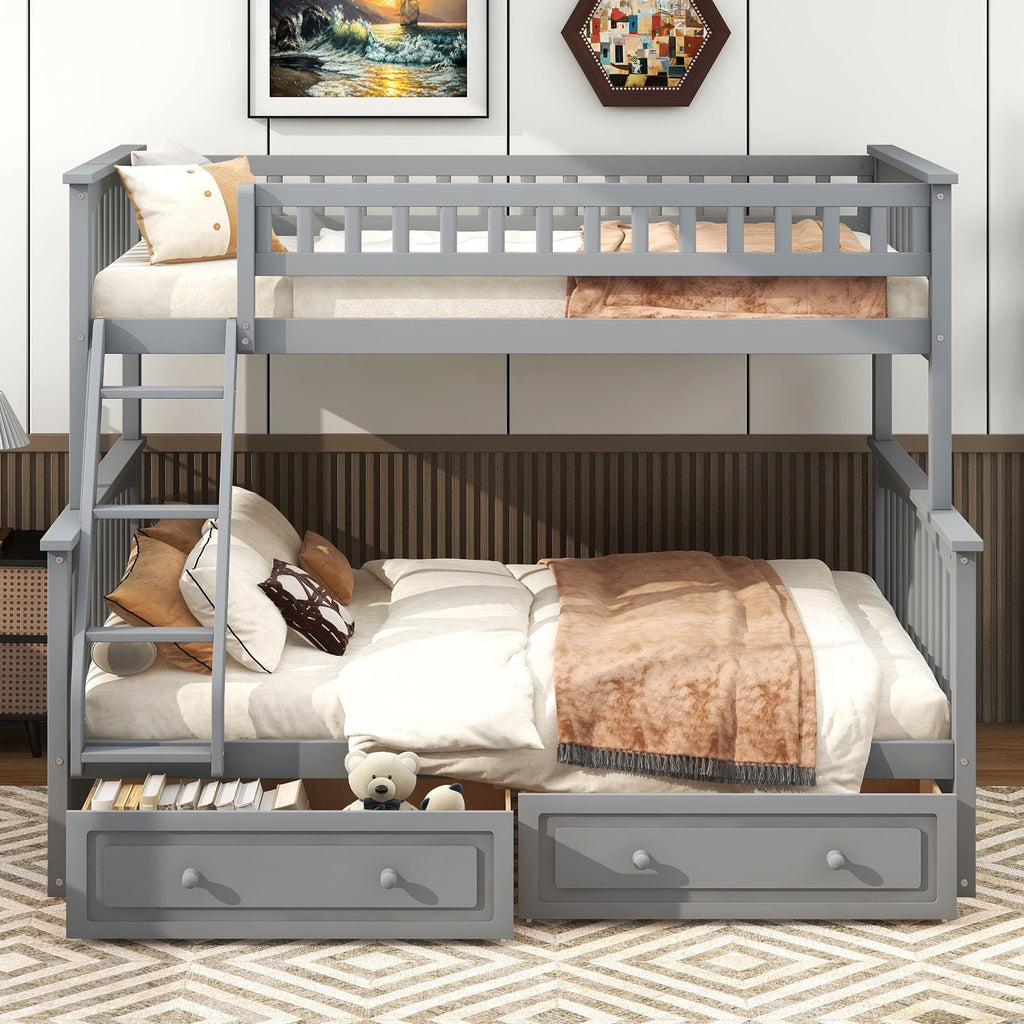 Convertible Storage Bunk Bed with Drawers - Twin Over Full