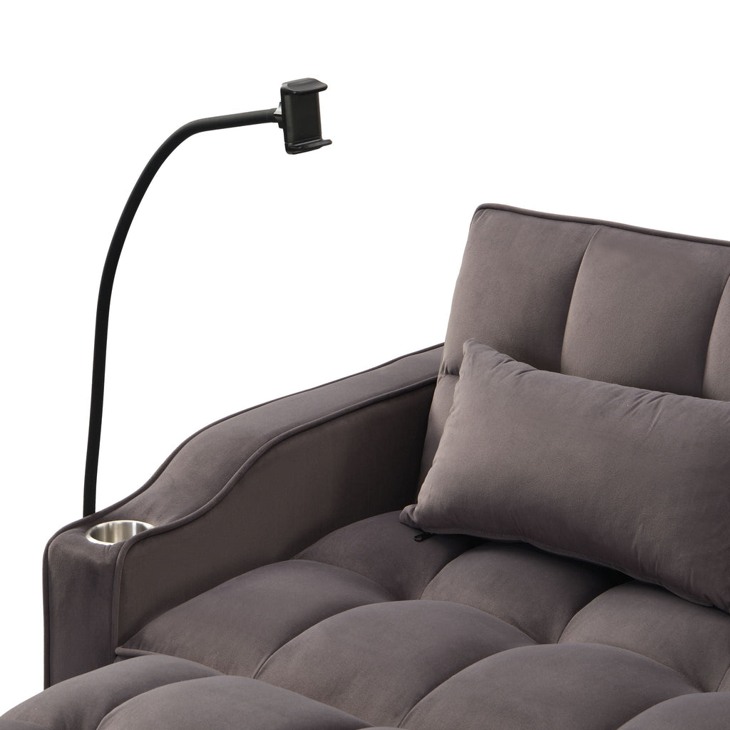 Modern Loveseat Futon Sofa with Pullout Bed and Adjustable Backrest - Multiple Colors