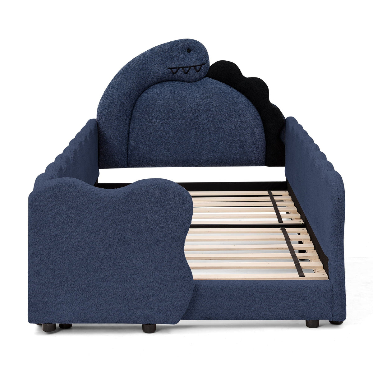 Dinosaur Shaped Toddler Bed with Safety Guardrail - Twin Upholstered Bed