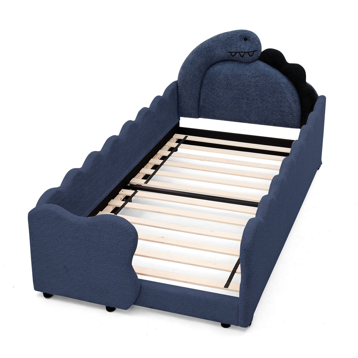Dinosaur Shaped Toddler Bed with Safety Guardrail - Twin Upholstered Bed