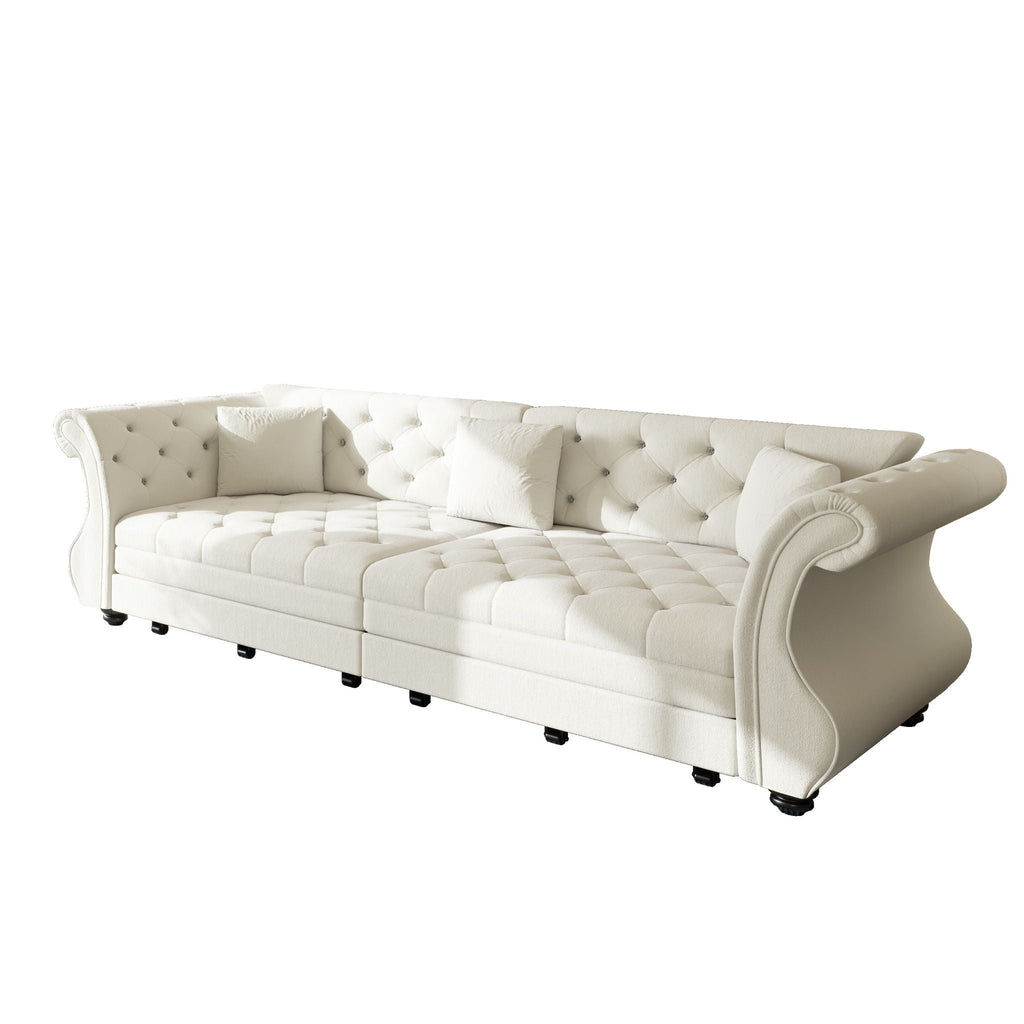 Oversized Chesterfield Pull Out Sofa Bed, Roll Arm Couch