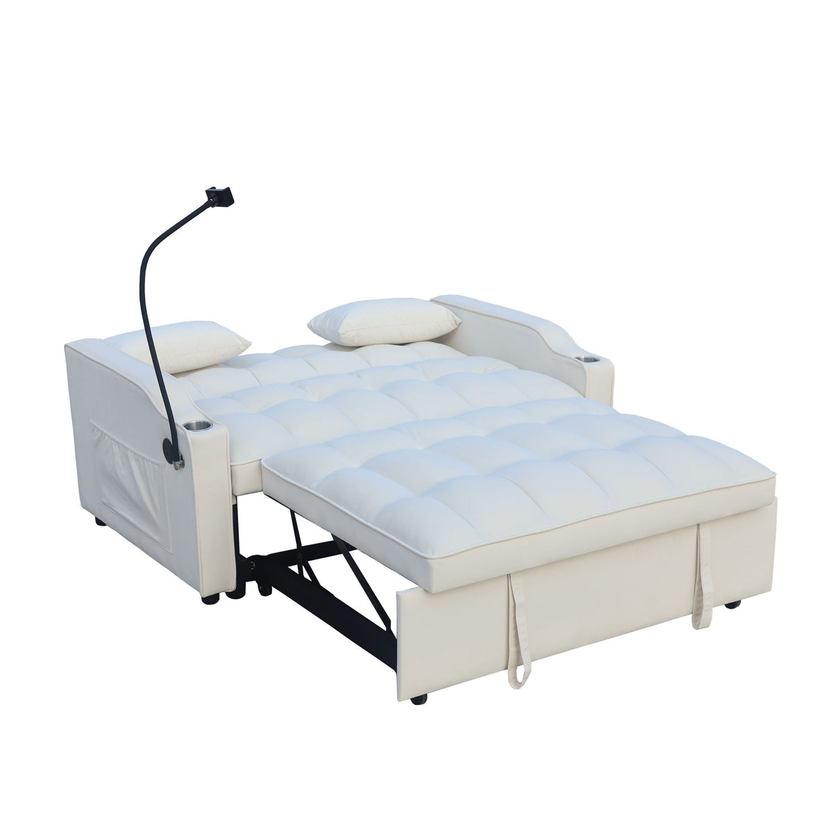 Modern Loveseat Futon Sofa with Pullout Bed and Adjustable Backrest - Multiple Colors
