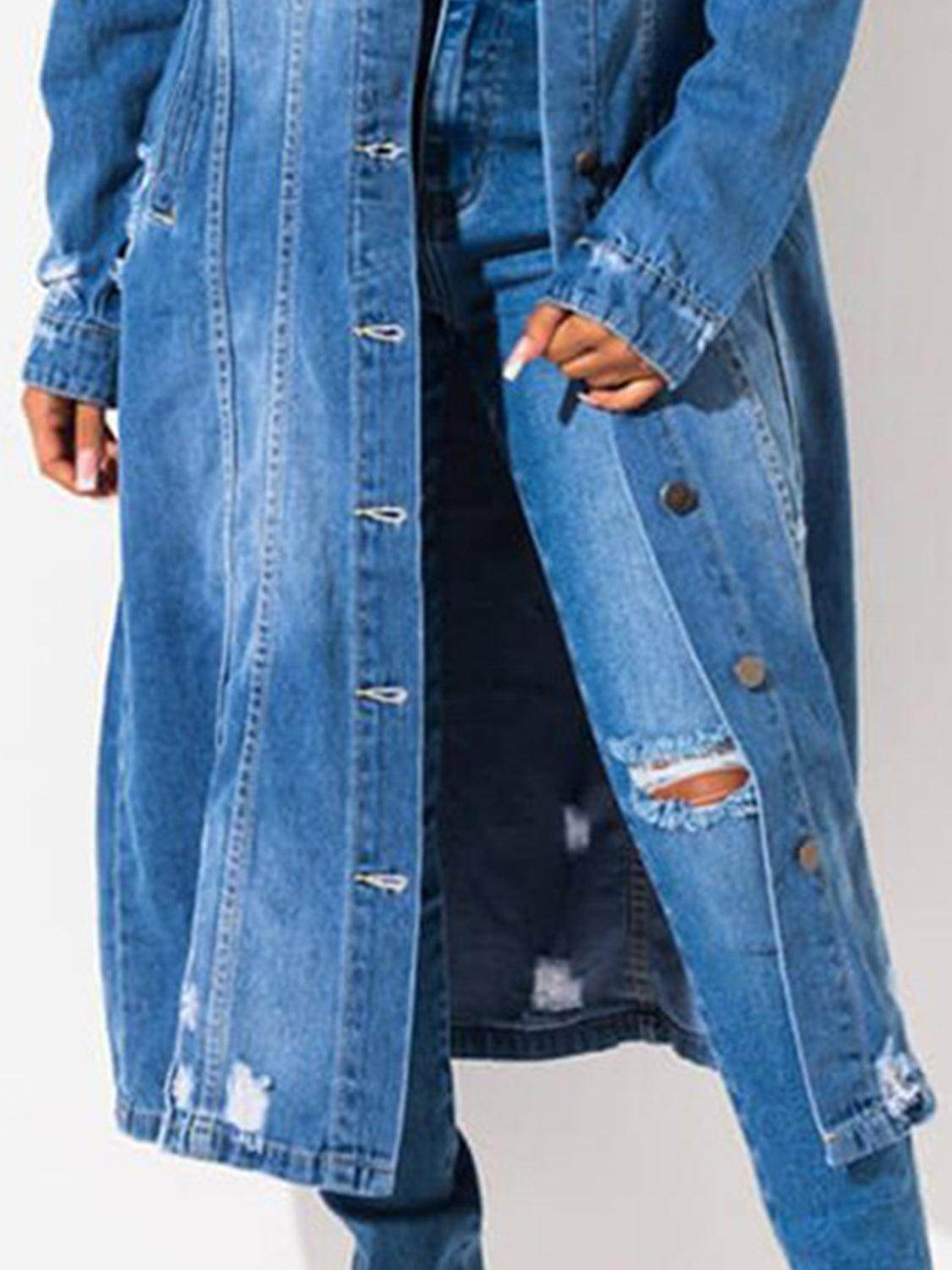 Chic Long Sleeve Raw Hem Denim Jacket for Stylish Women