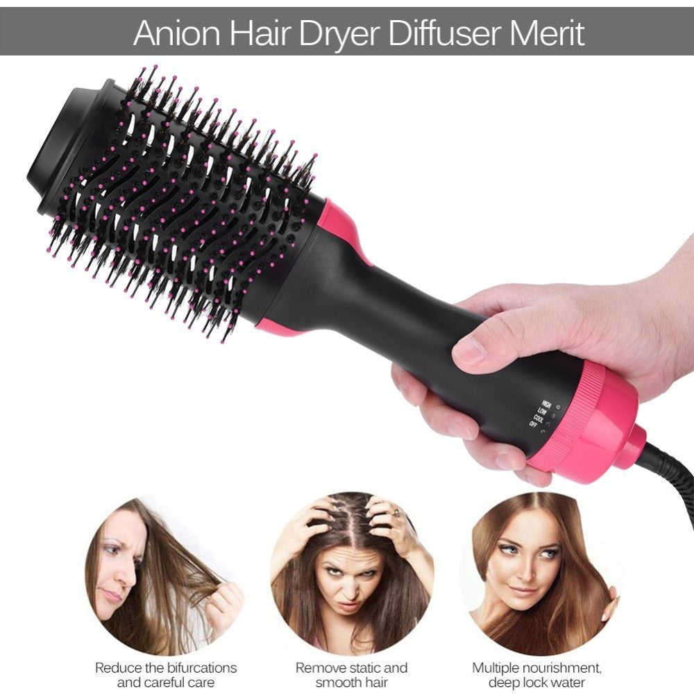 2-in-1 Rotating Hot Air Brush & Hair Dryer